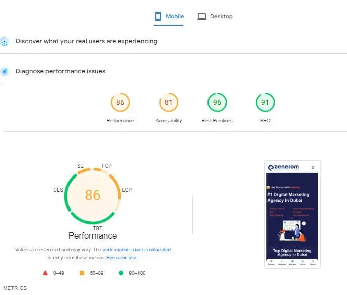 Dubai Startup Search Results | Mobile Optimized Website Score