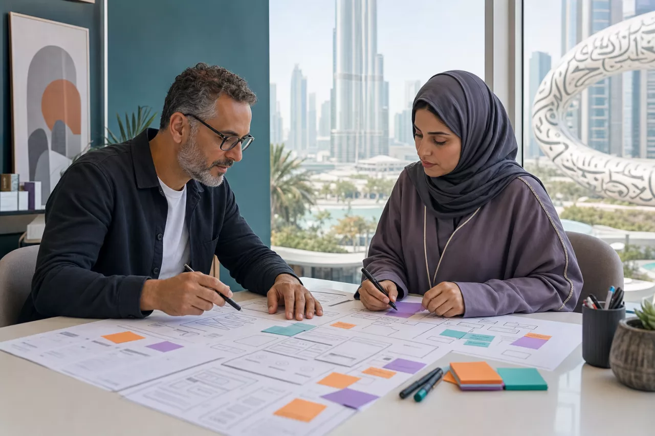 UX research and website wireframing collaboration in Dubai
