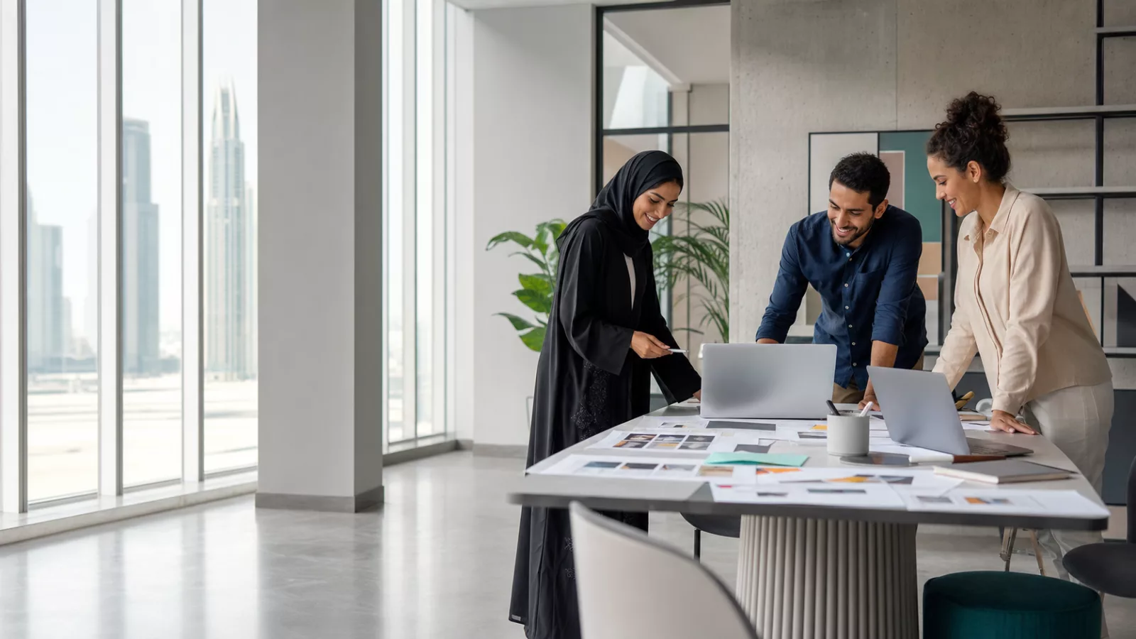 Web design company in Dubai workshop with a creative team planning a business website