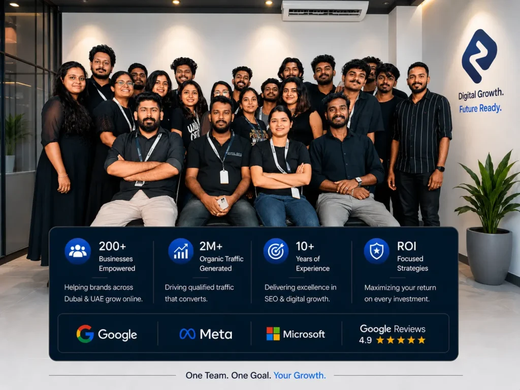 Zenerom Dubai SEO and digital marketing team with business growth trust indicators and Google reviews
