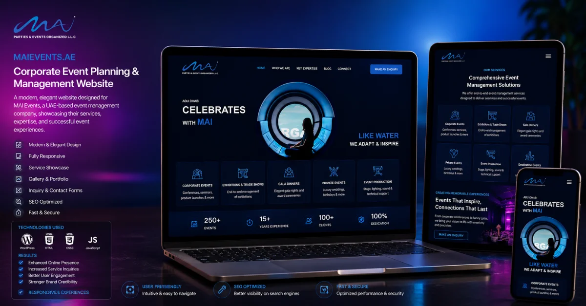 MAI Events website and branding case study