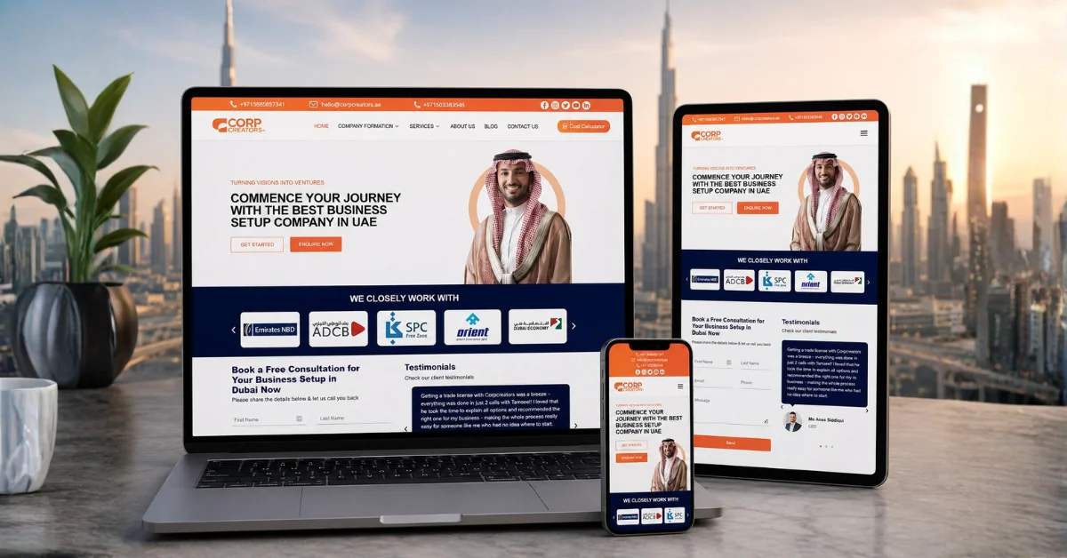 Corp Creators Dubai business consultancy website development case study