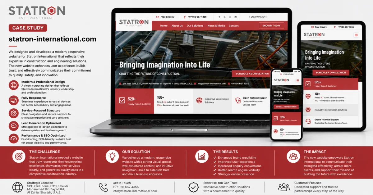 Statron Middle East industrial website development case study by Zenerom