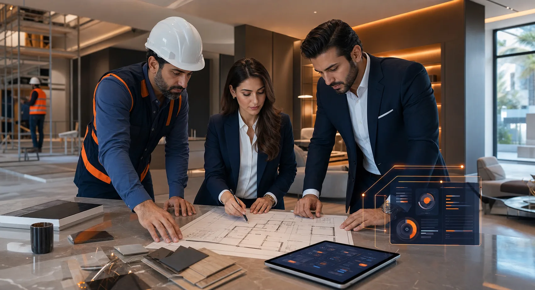 Interior, construction and maintenance marketing image for Dubai landing page Digital marketing services for Interior, construction and maintenance in Dubai by Zenerom