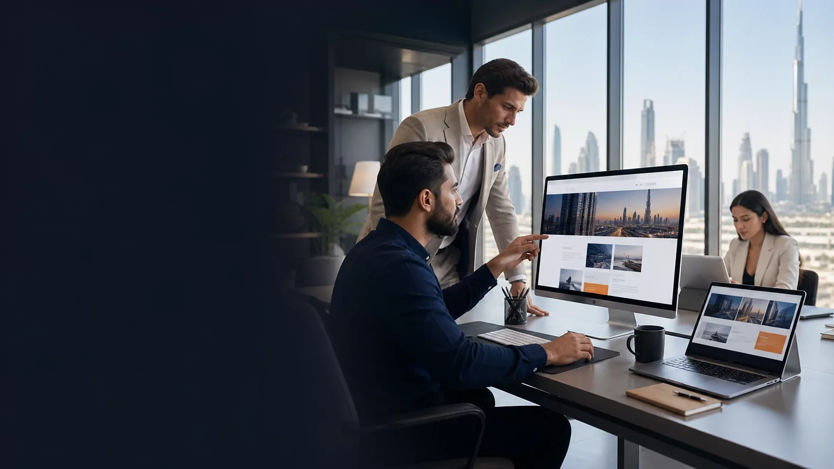 Website development company in Dubai project team reviewing a business website